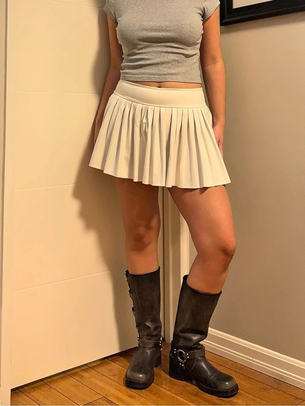 Pleated Mini Skirt in White Like New